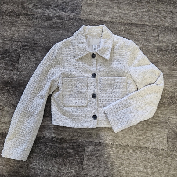 Cream Textured Jacket - Picture 1 of 7